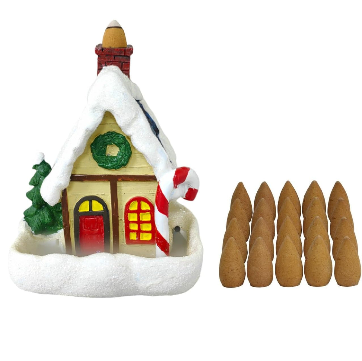 Christmas Snow Cabin Backflow Incense Burner (Snow House)