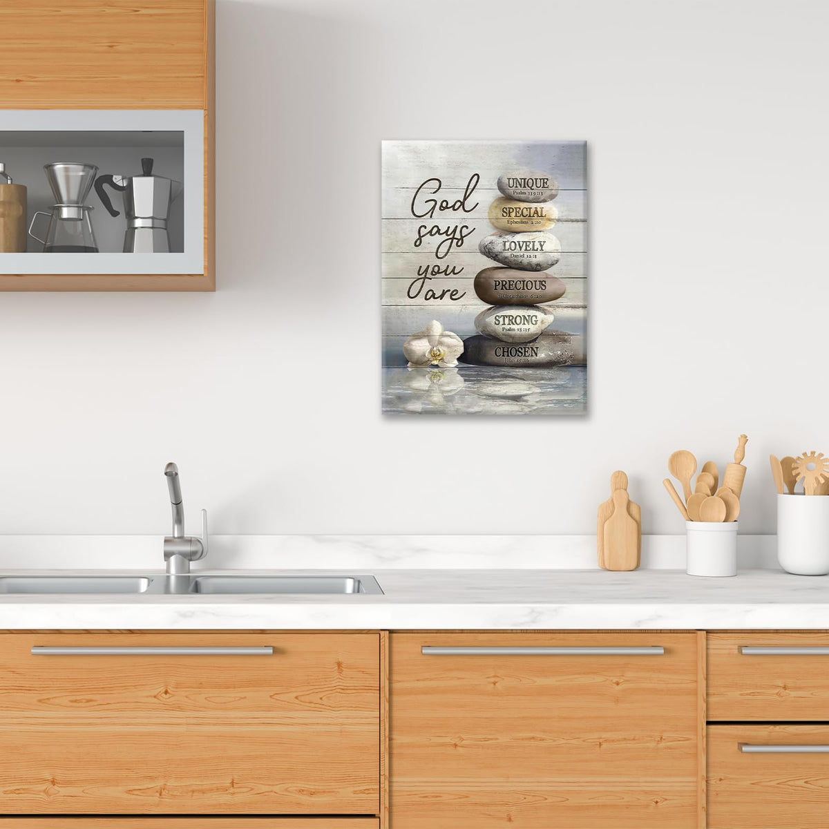 Farmhouse Bathroom Wall Art Rustic Zen Stone Pictures Decor God Says You Are Christian Bible Verse Canvas Country Painting Modern Framed Prints Artwork for Home Bedroom Living Room 16"x24" (16L" x 24W" / Zen Stone)