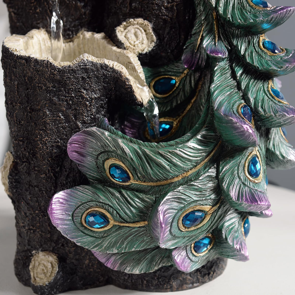 Tabletop Peacock Waterfall Fountain (Royal Blue)
