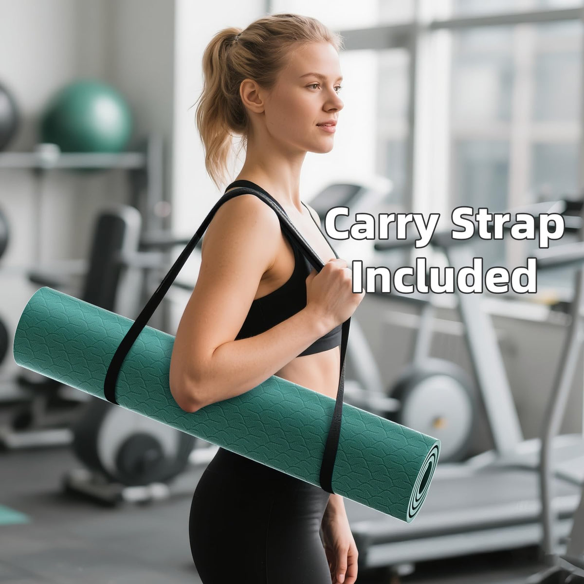 Yoga Mat 72x25×0.3 Inch (peacock green)