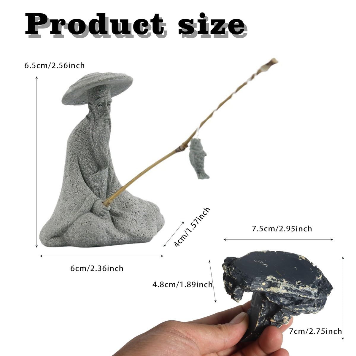 Japanese Fisherman Statue with Rock (A Fisherman)