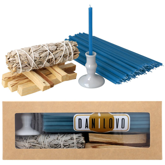Smudging Kit 5 Palo Santo Sticks (Turquoise / Candle holder included)