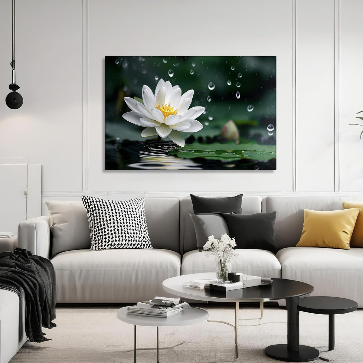 White Lotus Canvas Wall Art (24"L x 16"W / Art-11)