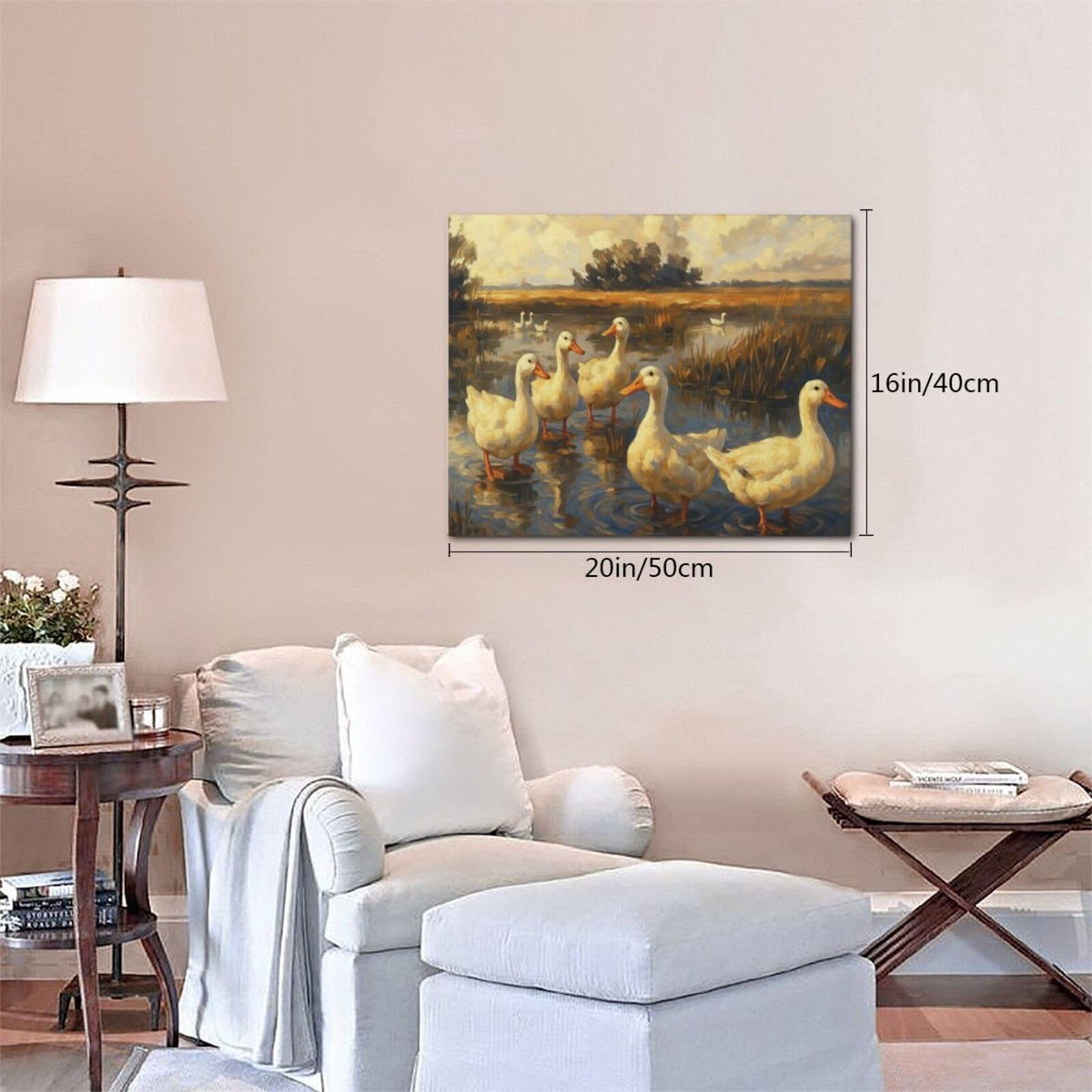 Farmhouse Duck Wall Art Country Feild Canvas Wall Decor Pictures Paintings Prints Artwork Framed Decorations For Bathroom Bedroom Living Room Office Gifts 20" x 16" (Duck / 20"L x 16"W)