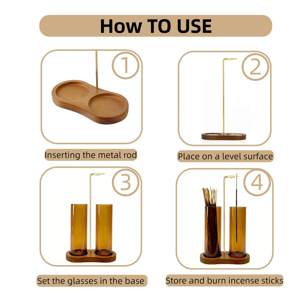 Amber Glass Incense Holder (Amber)
