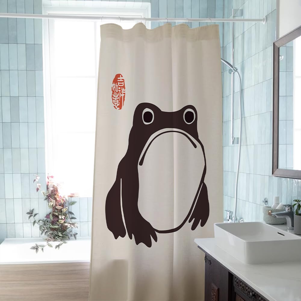Unimpressed Frog Stall Shower Curtain Ink Cute Funny Asian Style Traditional Japanese 36x72 inch Art Bath Curtain Waterproof and Fabric Curtain for Bathroom (Frog / 36"W x 72"L (Pack of 1))