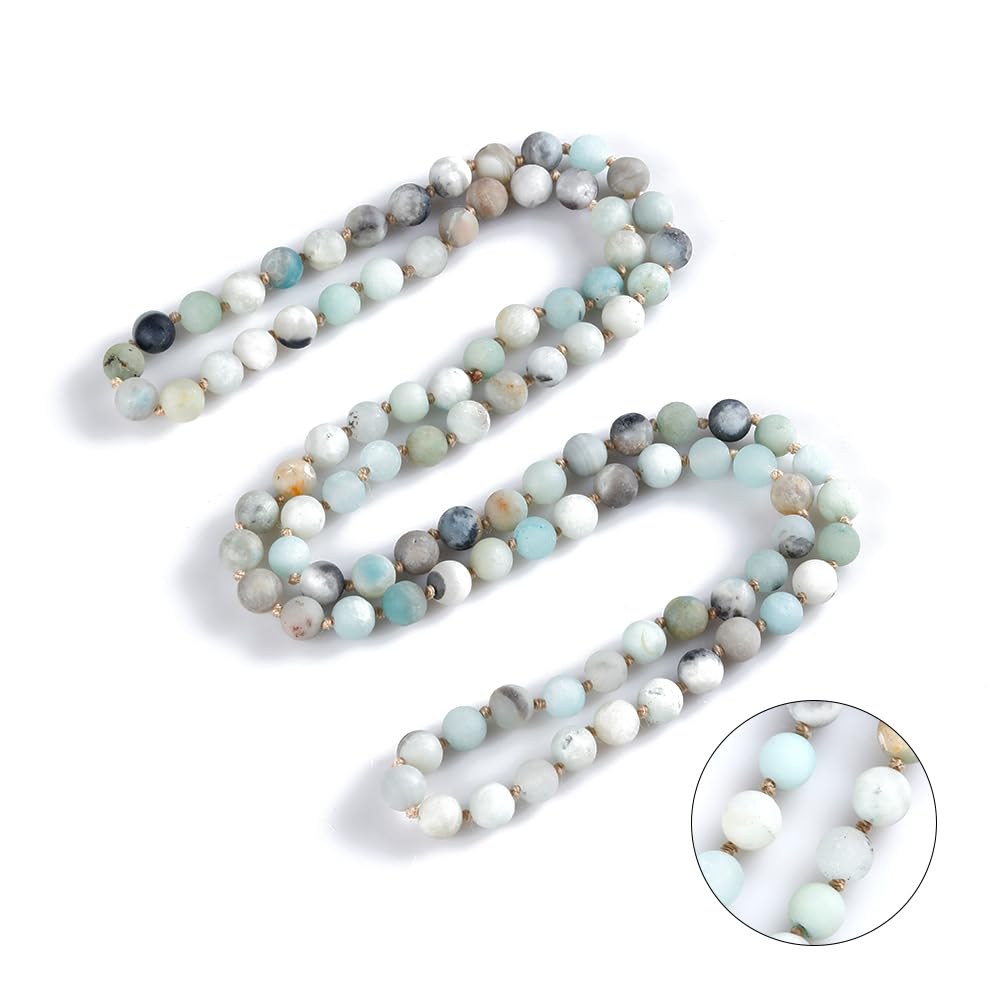 99 Amazonite Beads Boho Long Beaded Necklaces for Women Men (Amazonite)