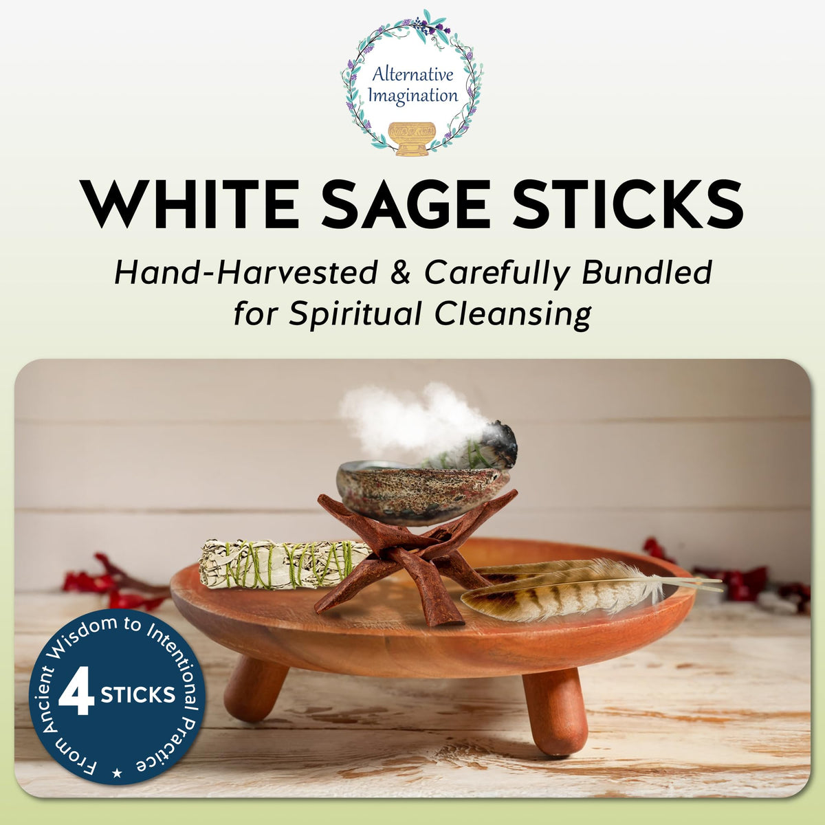 California White Sage Smudge Sticks (4 Pack - 4 Inch)