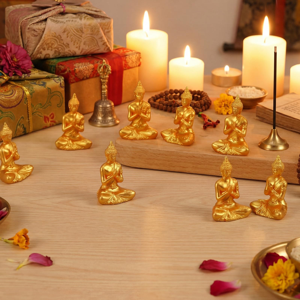 30 Pcs Mini Gold Buddha Figurines Bulk (Shakyamuni)