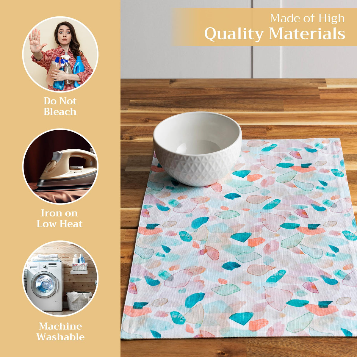 Placemats Set of 4 Reusable 100% Cotton (112 - Summer Picnic / 13" X 19" (Pack of 4))