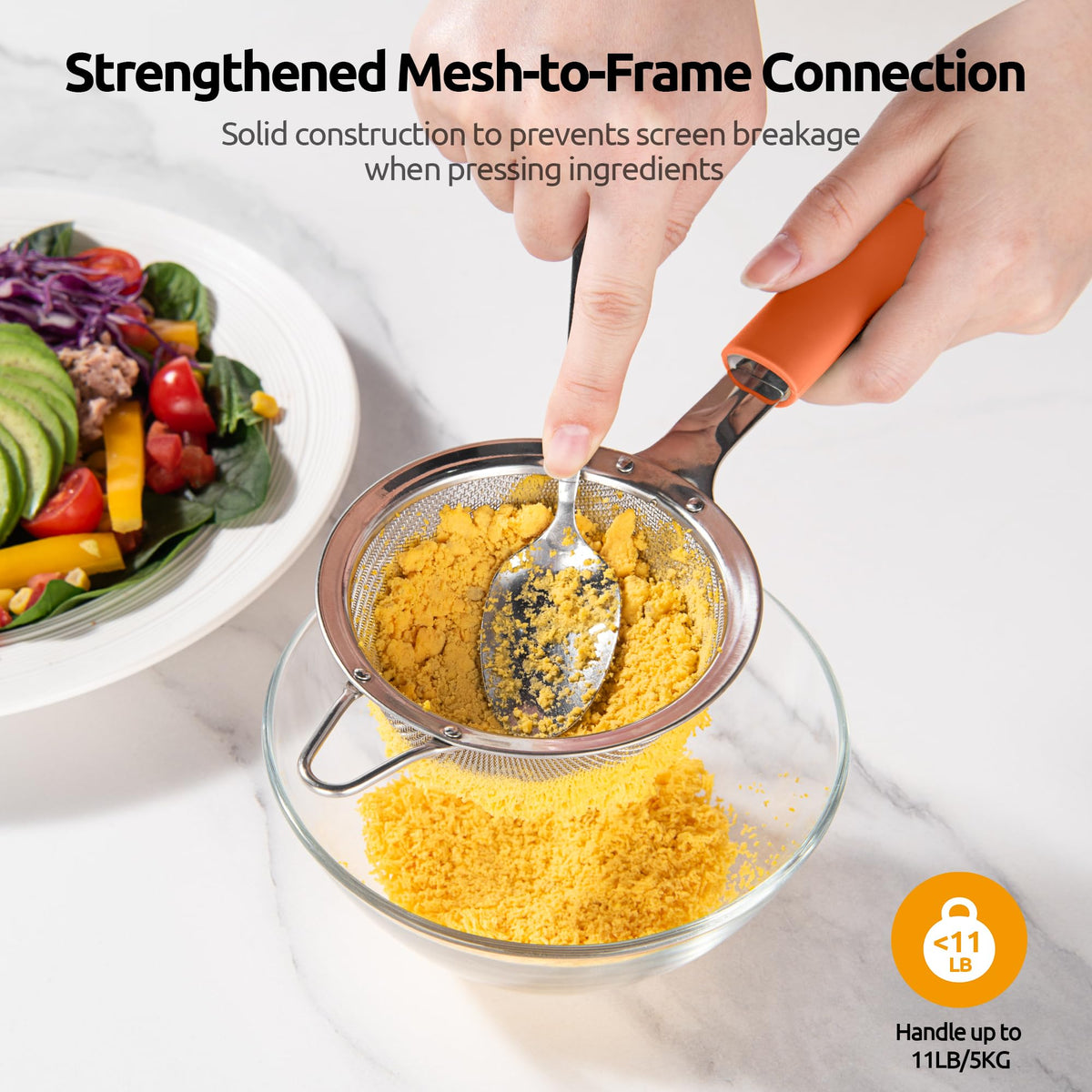 Fine Mesh Strainer (S-3.35in / (6) Orange)