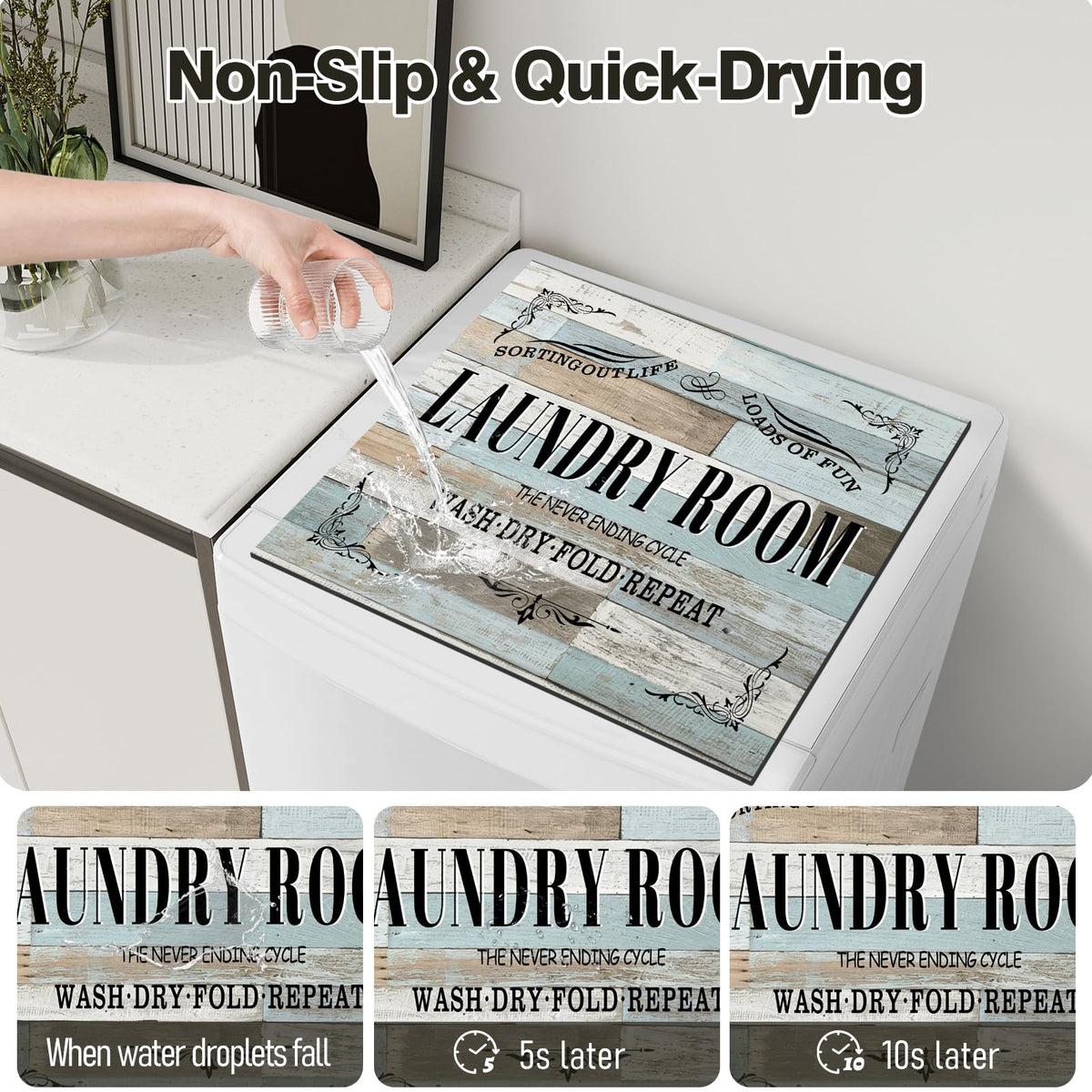 Dryer Top Protector Mat (wood grain laundry room)