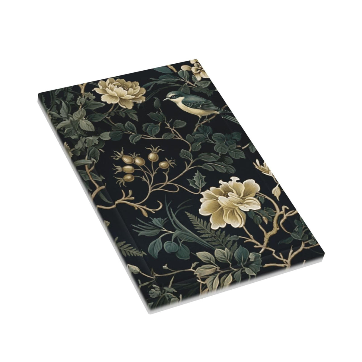 Decorative Boho Floral Leaves Bird 1 (Spring Black Boho Floral Leaf / 1-Gang Blank)