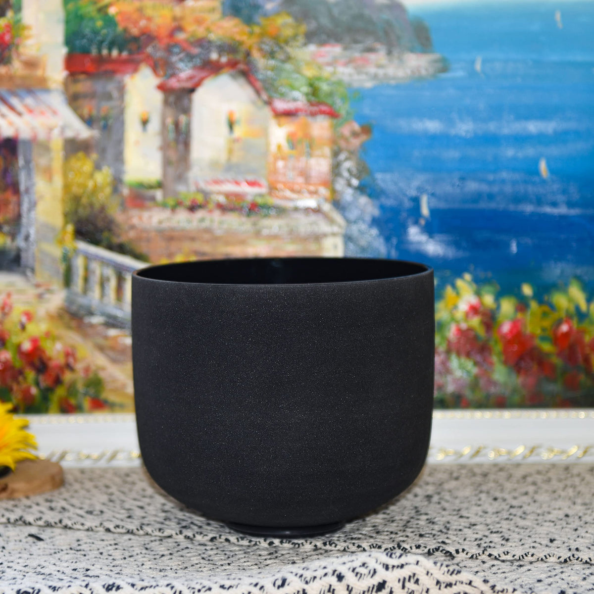 Black A Note Crystal Singing Bowl 8 inch Third Eye Chakra with Heavy Duty Carrying Case and Suede Mallet (8 inch Black / A Note)