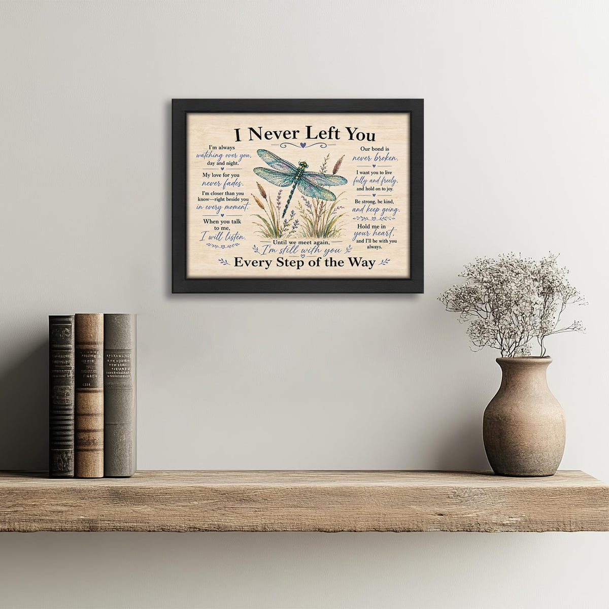Rustic Dragonfly Memorial Decor Wall Art (Wall Art Framed 63 / 16"L x 12"W)