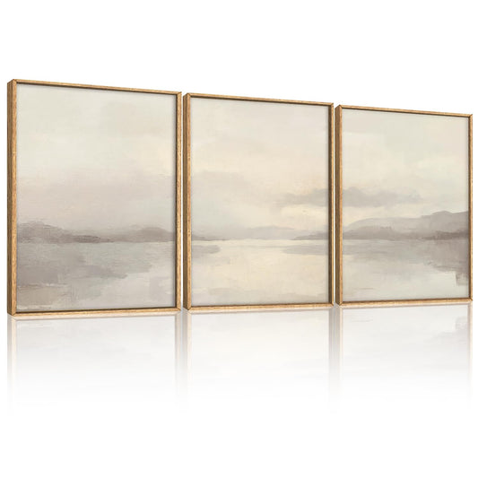 Abstract Neutral Beige Pastel Framed Canvas Wall Art (Abstract Neutral Beige Pastel Wall Art / 12''x16''x3)