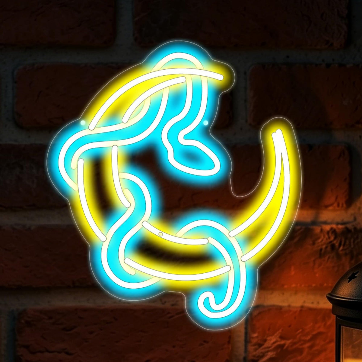 Snake On Moon Neon Sign Mystic Spiritual Space Wall Decor (Moon Snake-Yellow)