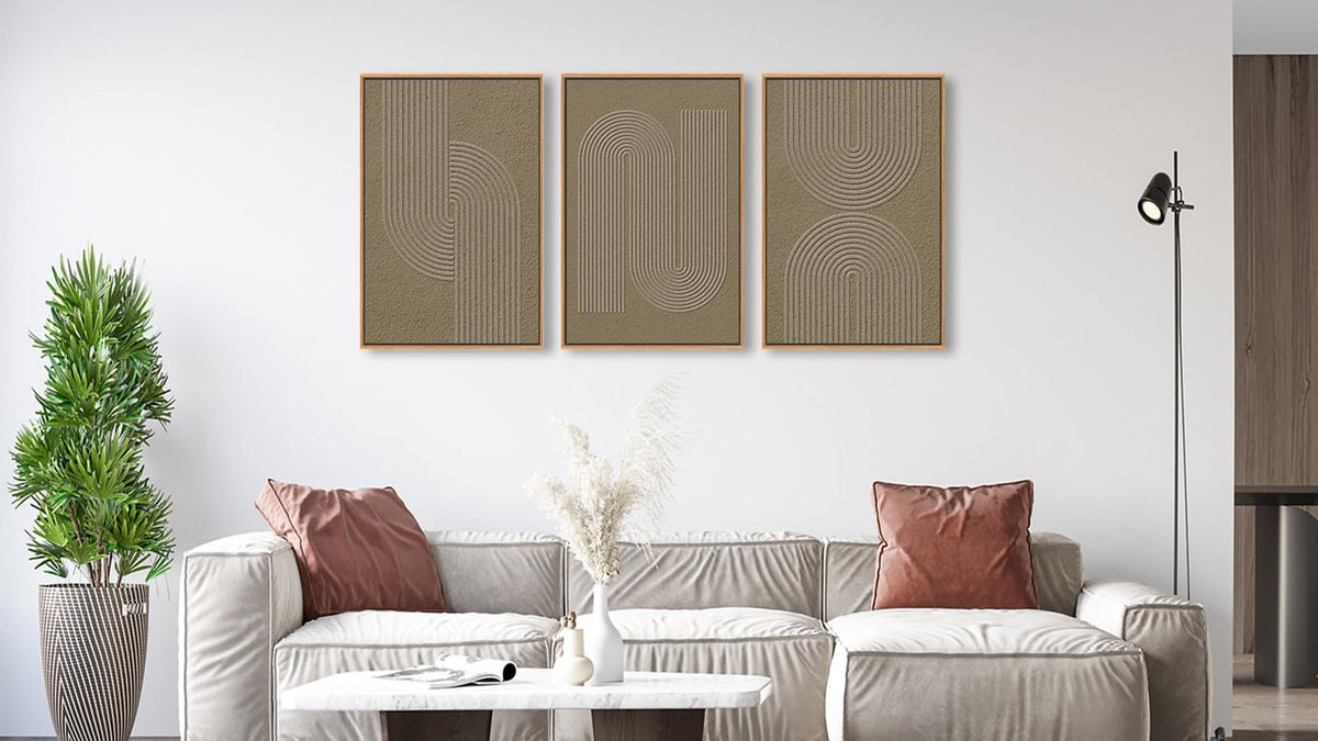 Minimalist Framed Wall Art (Brown Wabi-Sabi Abstract / 24"L x 16"W)