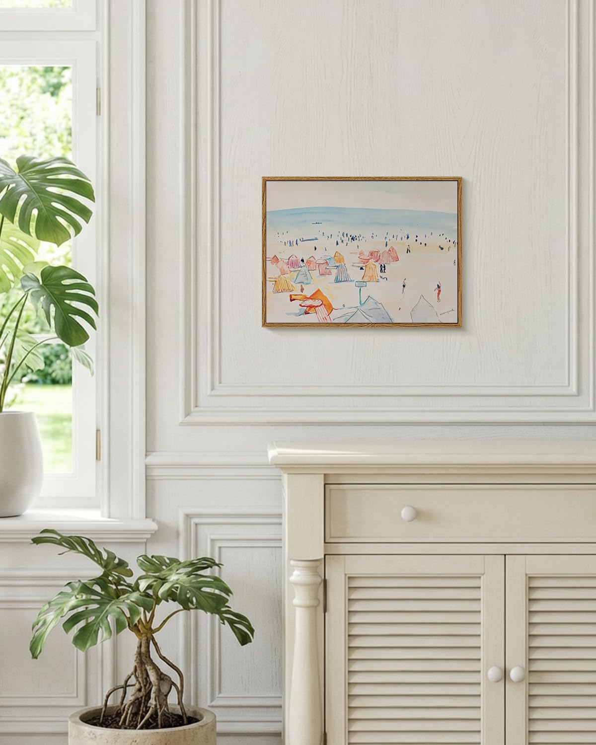 Framed Relaxing Summer Vibe Beach Wall Art (White and Blue Sea / 16"L x 12"W)