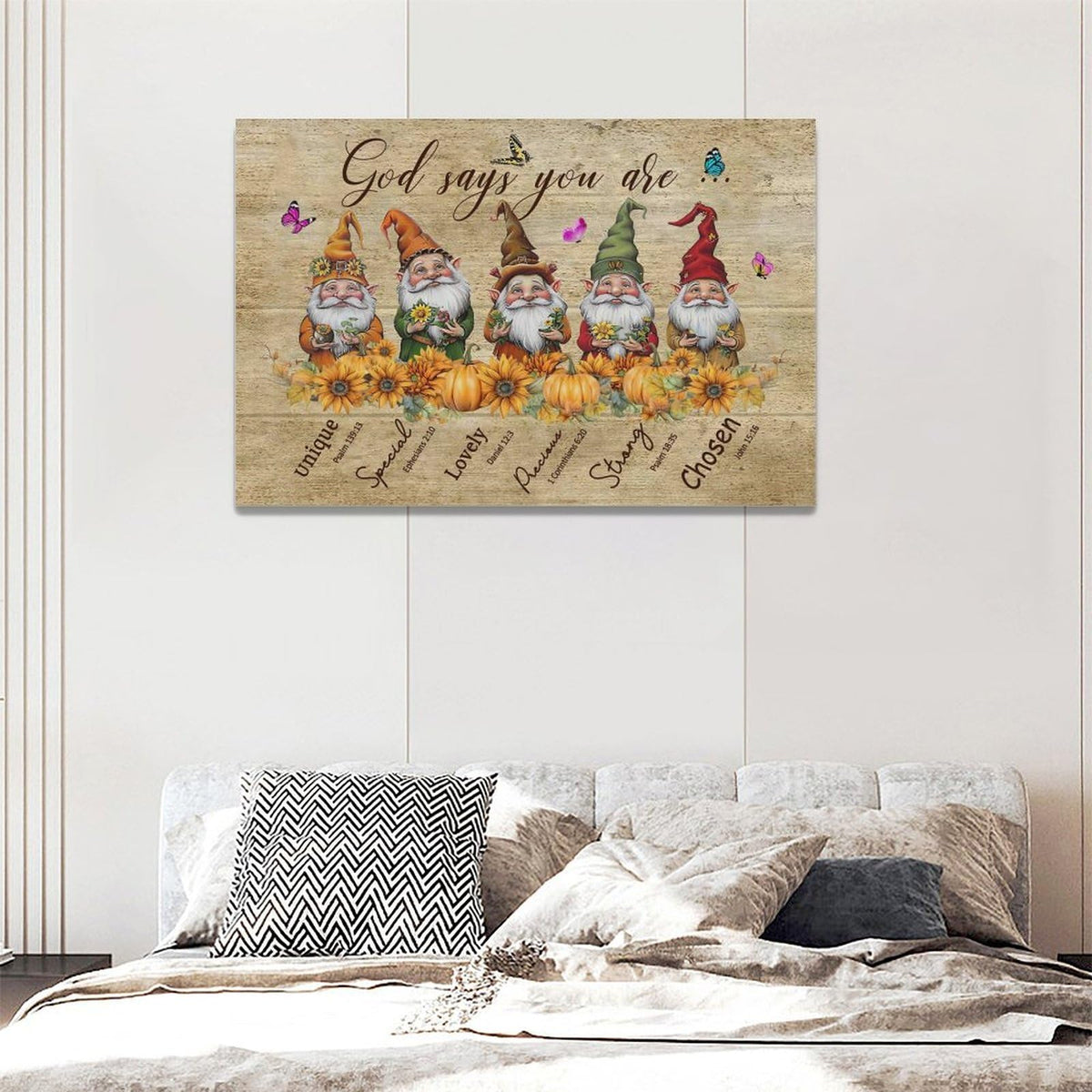 Dwarf God Says You Are Wall Art Fall Pumpkins Pictures Wall Decor Autumn Scripture Bible Verse Canvas Painting Home Modern Artwork Decorations Framed for Bathroom Living Room Bedroom Office 24x16inch (24"L x 16"W / Dwarf)