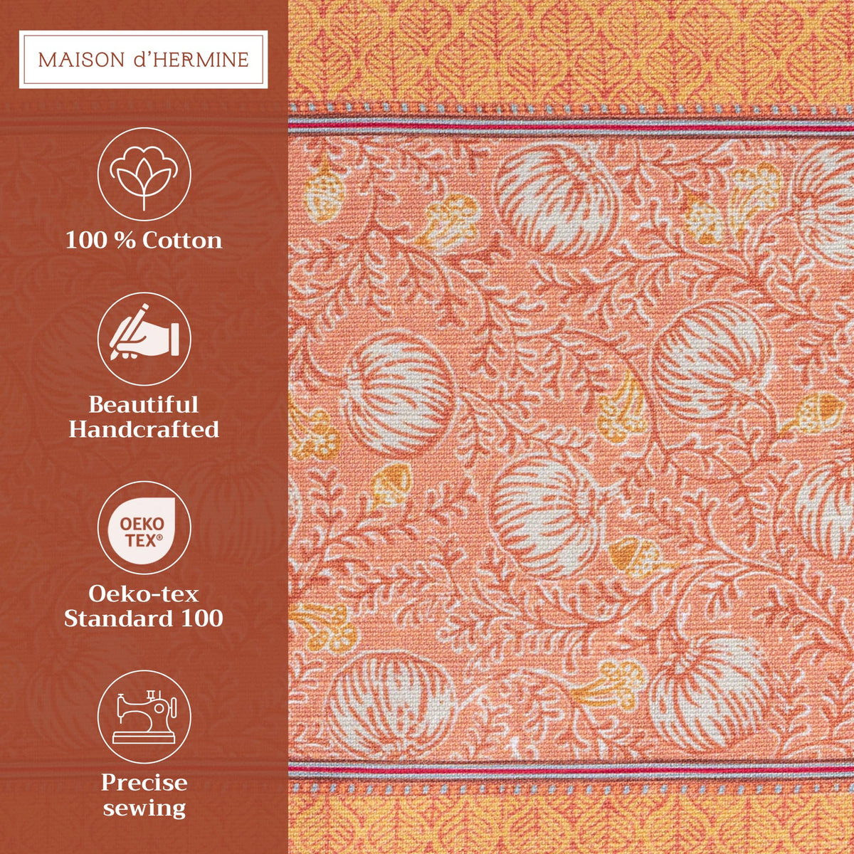 Placemats Set of 4 Reusable 100% Cotton (052 - Harvest Festival / 13" X 19" (Pack of 4))
