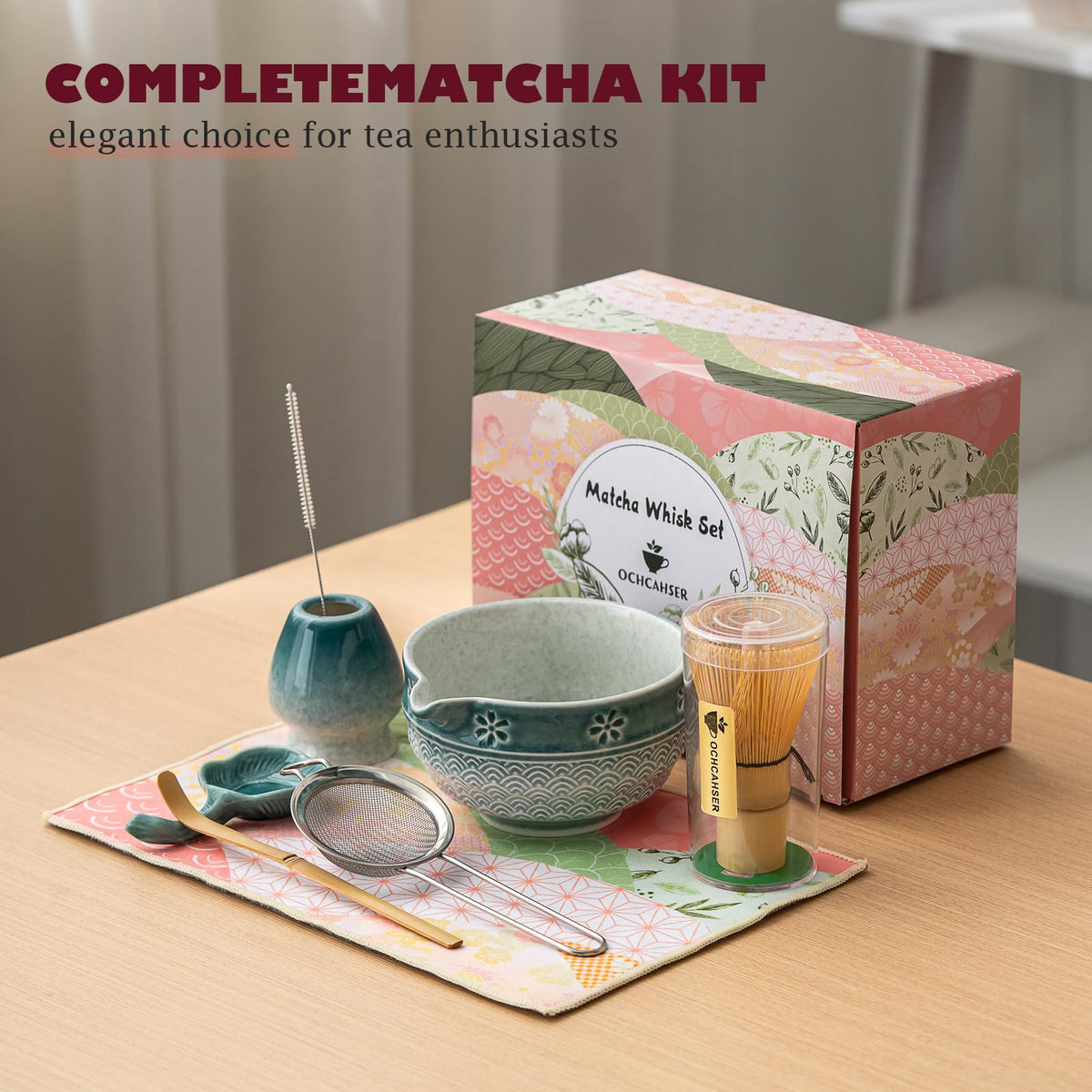 Matcha Whisk Set. Matcha Kit for Matcha Lovers (Blue Gradient)