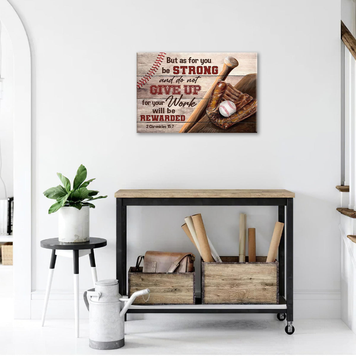 Christian Baseball Wall Art Boys Room Decor Scripture Sports Canvas Prints Painting Inspirational Motivational Quotes Pictures Framed Men Baseball Gifts Artwork for Classroom Gym Playroom 24"x20" (24"L x 20"W / Chronicles Baseball)