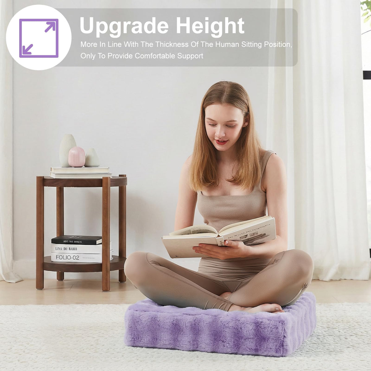22 inches Floor Pillow for Adults (Light Purple / 1 Count)