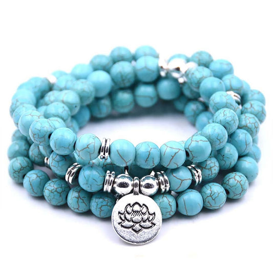 108 Mala Beads Bracelet Necklace (Turquoise)