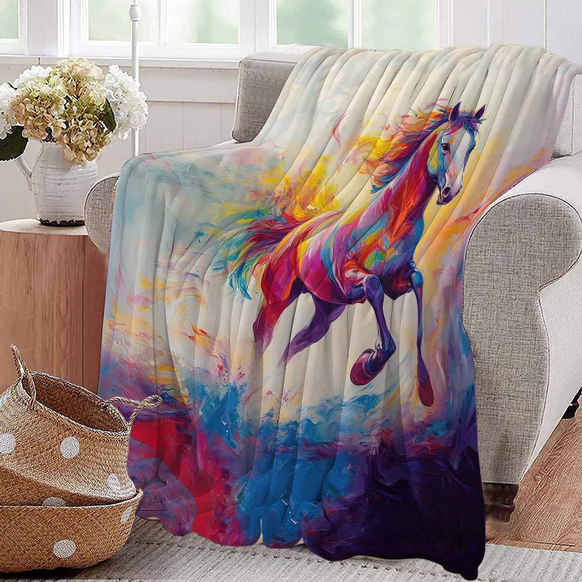 Horse Fleece Throw Blanket Animal Gifts Room Decor 40"x50" (Horse / 40"X50")