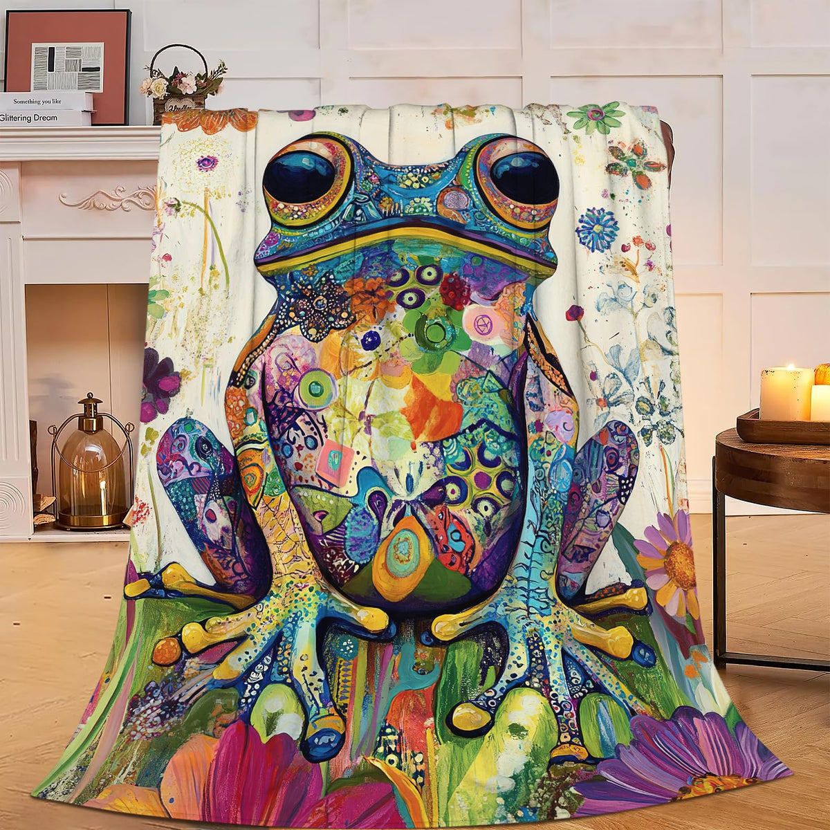 Frog Fleece Throw Blanket Colorful Animal Pop Art Gifts Room Decor 40"x50" (Frog / 40"X50")