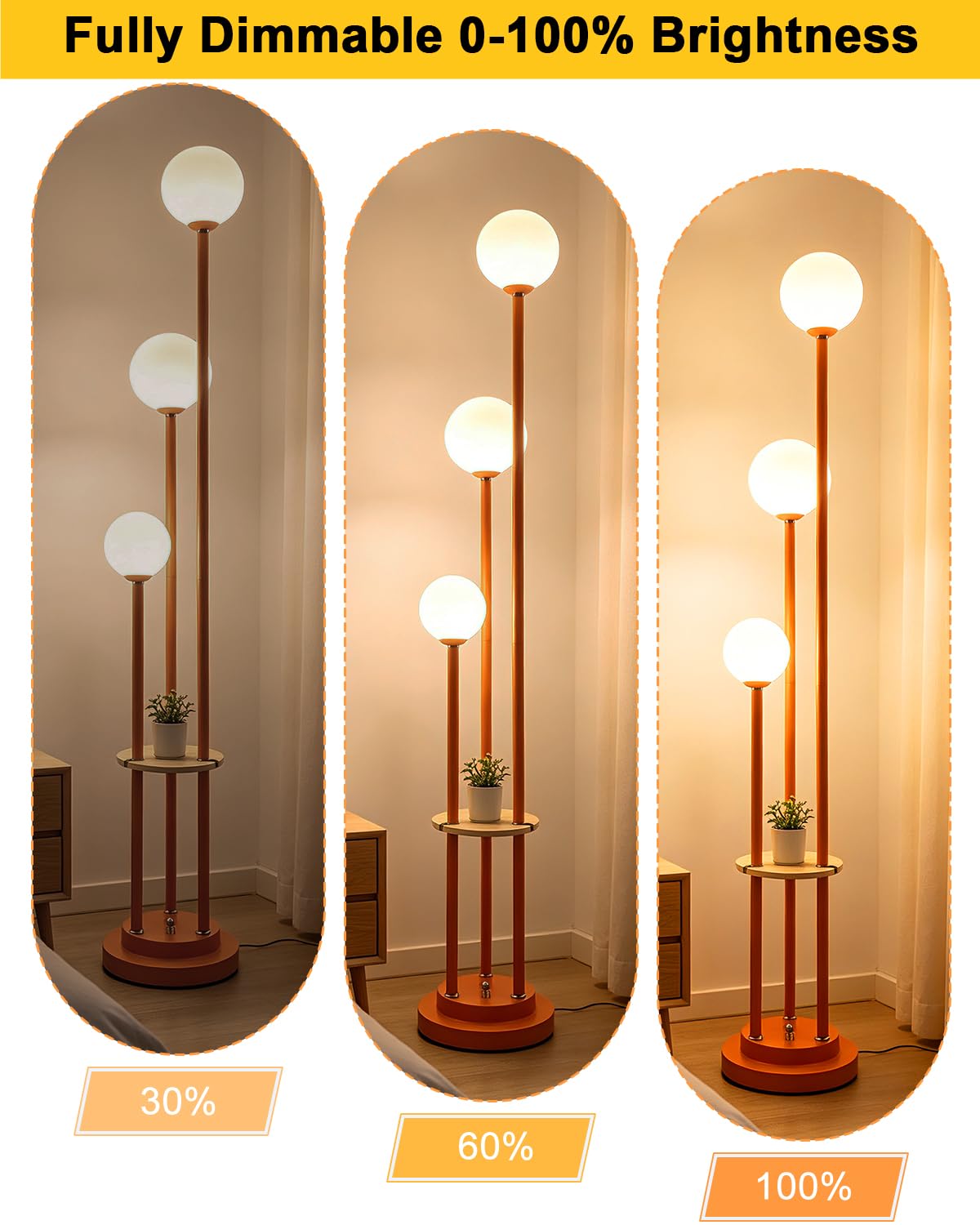 Orange Globe Floor Lamp 3 (A-Orange)