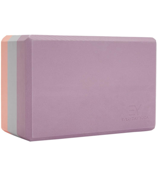 4 Inch Tri Color Foam Yoga Block (Lilac/Slate/Coral / 4 Inch Thick)
