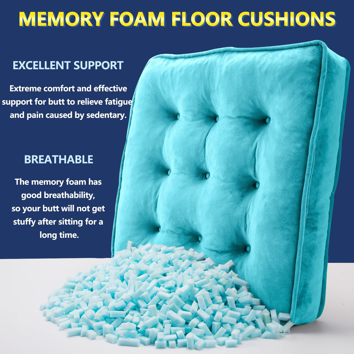 Floor Pillow Set of 2 (Blue / 20x20 Inch(Pack of 2))
