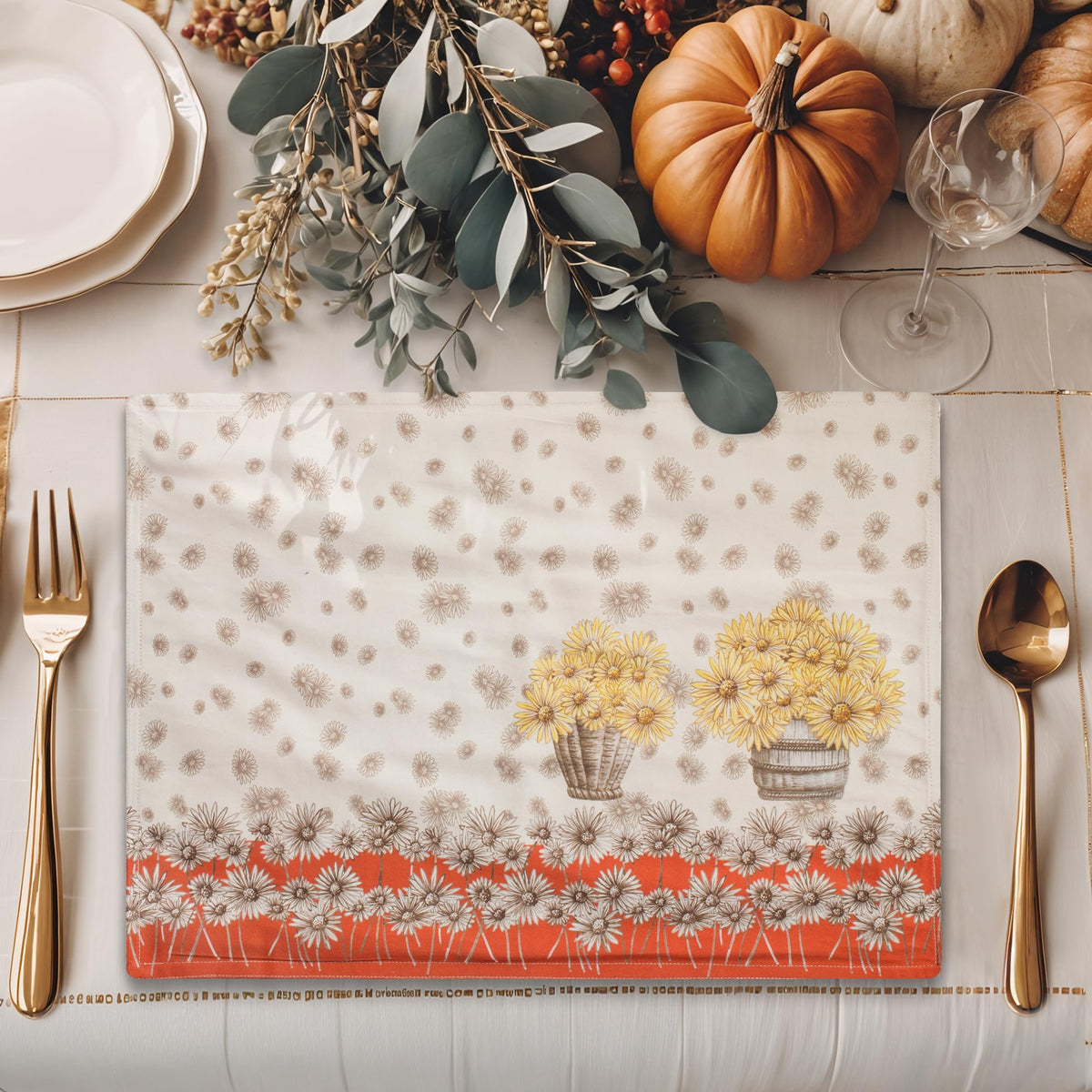 Placemats Set of 4 Reusable 100% Cotton (041 - Bagatelle / 13" X 19" (Pack of 4))