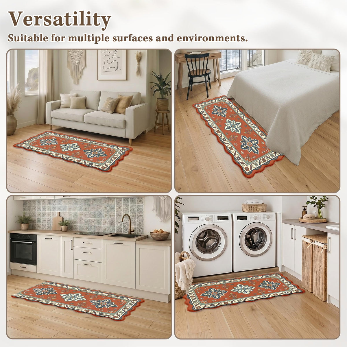 Anti Fatigue Kitchen Mats Set of 2 (Boho Floral / 17.3''x29.9''+17.3''x47'')