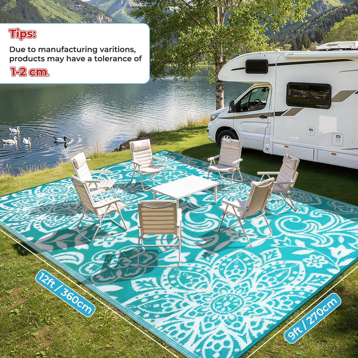 Waterproof Outdoor Rug 9' x 12' (Blue / 9' x 12')