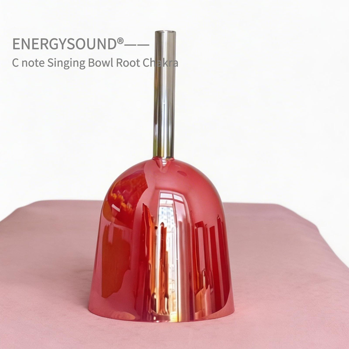432Hz C Root Chakra Opaque Red Handle Clear Sound Bowl 6.5"+Bag (6.5 inch Handheld Bowl / Opaque Red 432 Hz C Note)