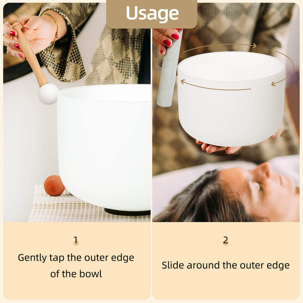 Crystal Singing Bowl 8 inch White G Note 432Hz with Carrying Case (8 Inch G)