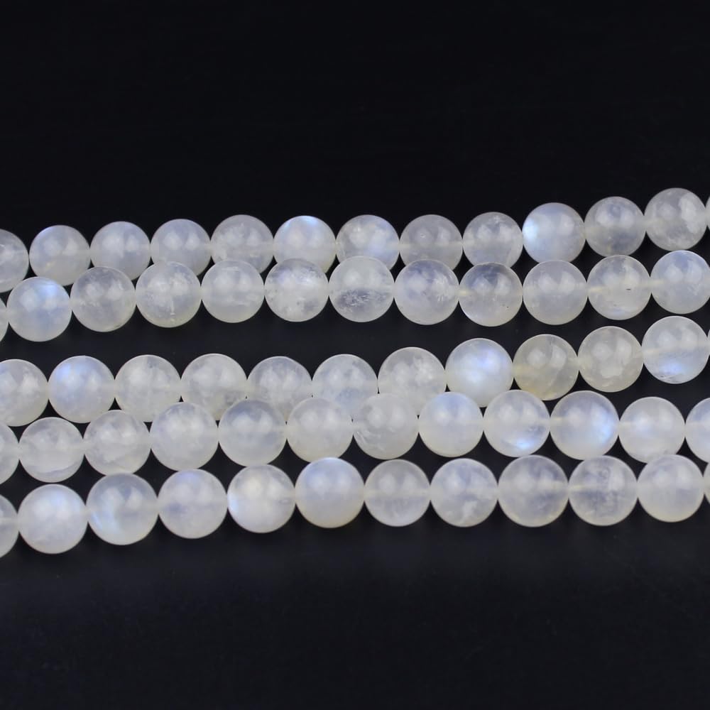 Natural Round Stone Beads 6mm Blue Moonstone Loose Gemstone Beads for Jewelry Making Bracelet Necklace 60pcs (Blue Moonstone / 6mm)