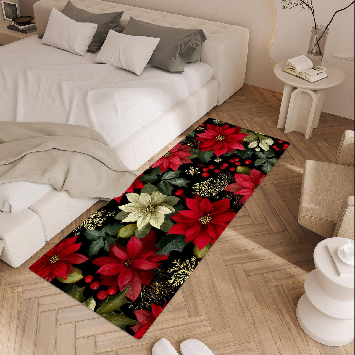 Poinsettia Laundry Room Rug 20x47 Inch (#14)