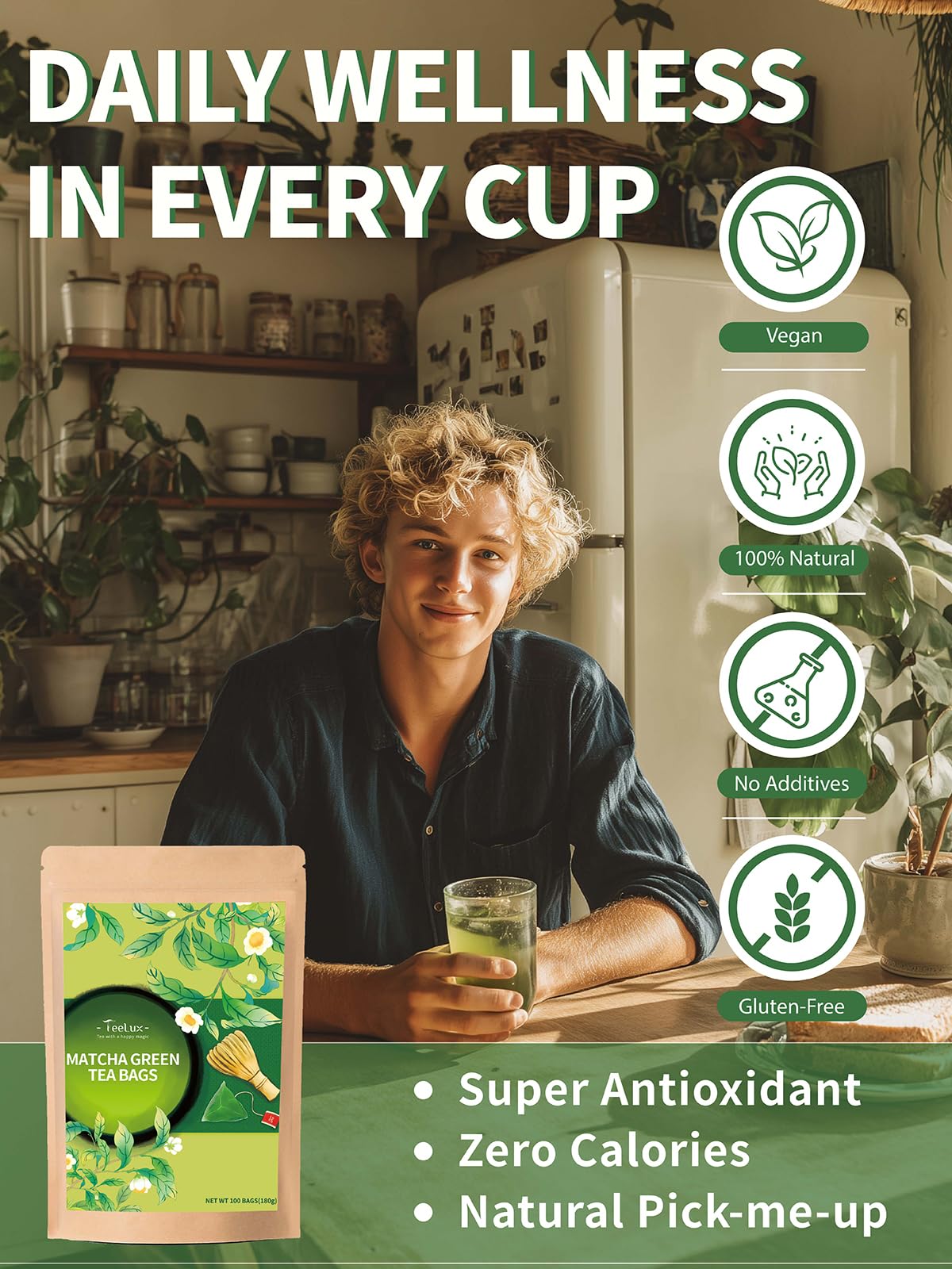 Matcha Green Tea Bags (100 Count (Pack of 1))