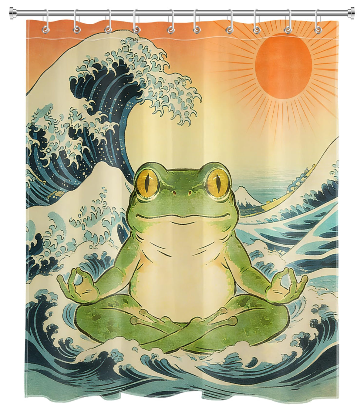 Funny Frog Shower Curtain for Bathroom (Green / 60"W x 72"L (Pack of 1))