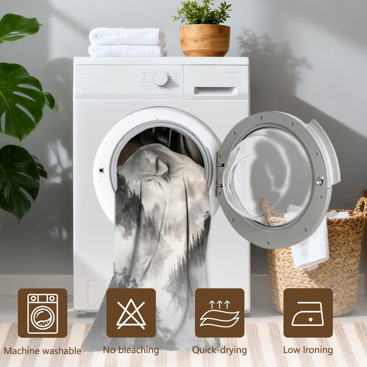 Misty Mountain & Forest Shower Curtain with Hooks (Misty Mountain & Forest)