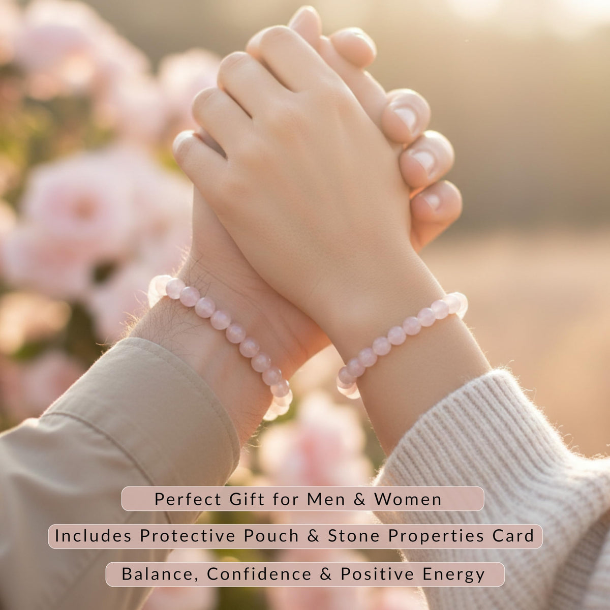 Madagascar Rose Quartz 8mm Beaded Bracelet (Madagascar Rose Quartz / Large)