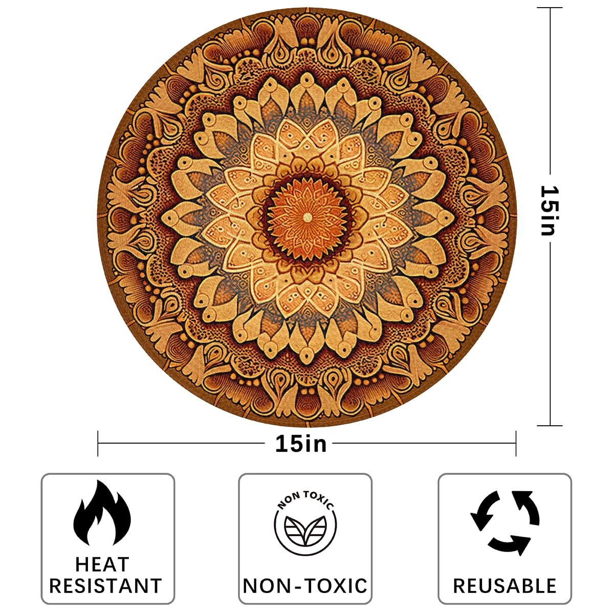 Mandala Placemats Round Placemats Set of 6 Festival Party (A 011 / 6 pieces)