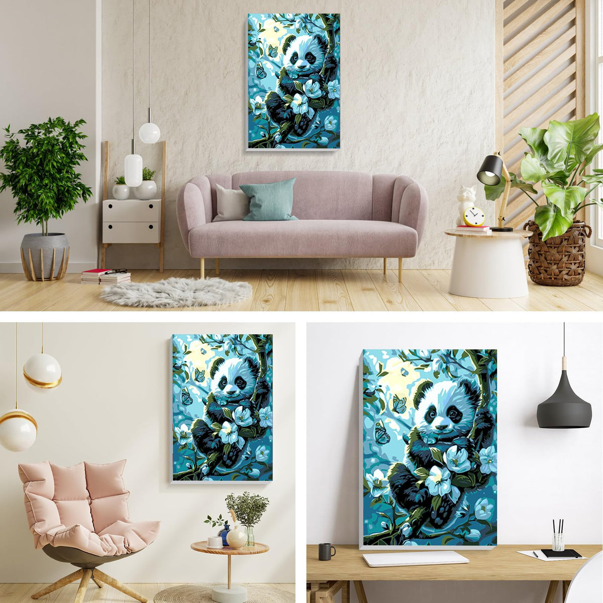 Panda Paint by Numbers Kit with Frame for Adults