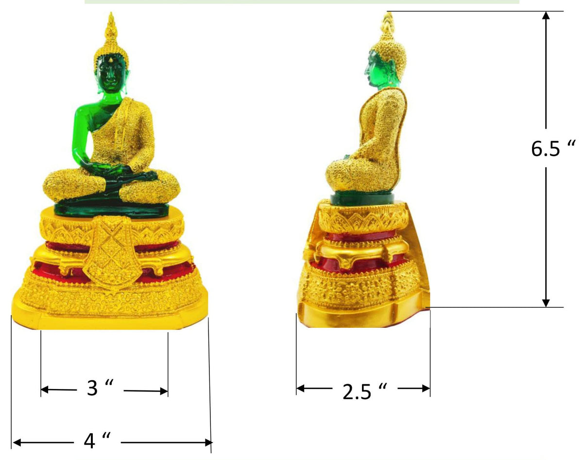 Emerald Buddha Statue Meditation 7" H. Jade Buddha Thai Buddha Statue for Home Decor Buddha Figurines (Asian)