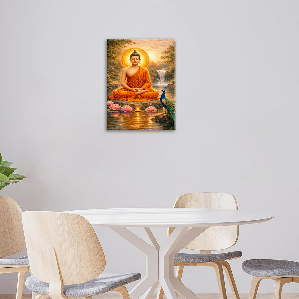 Buddha Wall Art Zen Buddhism Wall Decor Spiritual Meditation Canvas Painting Pictures Peacock Artwork for Bathroom Spa Yoga Bedroom 20"x24" (Buddha Peacock / 24"L x 20"W)