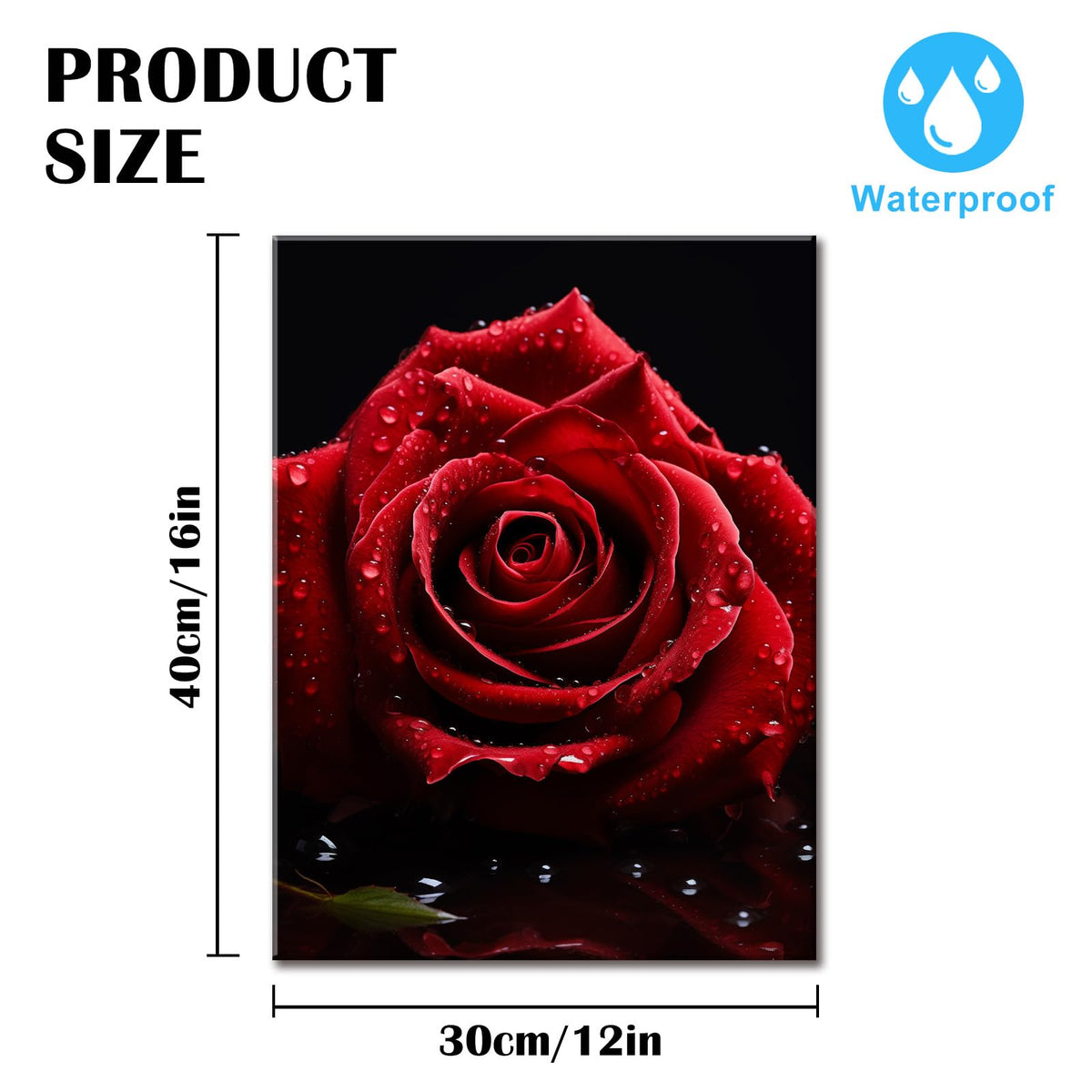 Rose Print Canvas Wall Art Modern Rose Wall Decor Red Wall Art Decorations Flower Picture for Home Modern Bathroom Bedroom Living Room Framed Ready To Hang 12x16 inches (16"L x 12"W / Red Rose)
